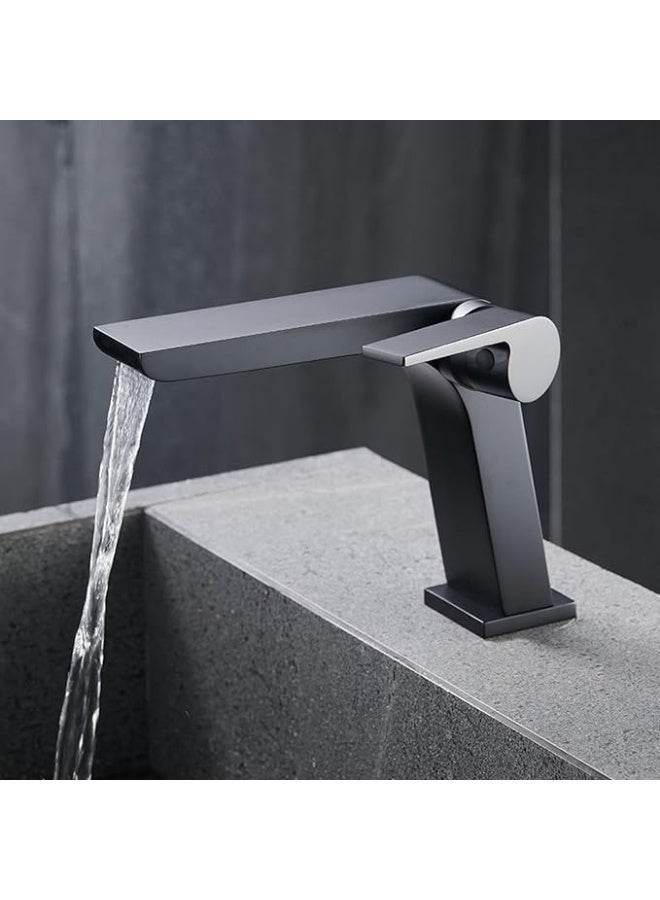 YD Modern Single Lever Basin Mixer Tap for Bathroom | Deck Mounted Wash Basin Faucet | Square Body Sink Tap with Flat Spout and Smooth Handle Control - Image 2